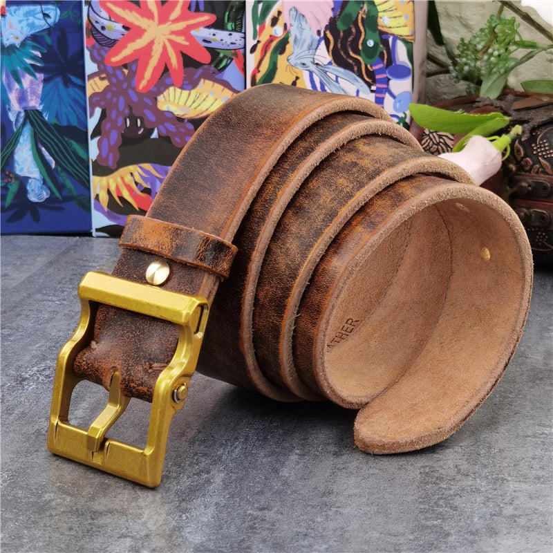 Solid Brass Retro Style Belt Buckle for Men