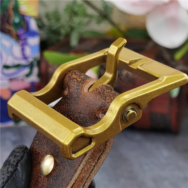 Solid Brass Retro Style Belt Buckle for Men