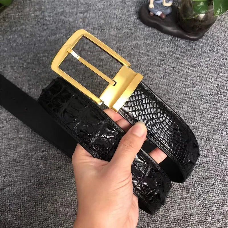 Exotic Alligator Skin Belt for Men with Stainless Steel Buckle