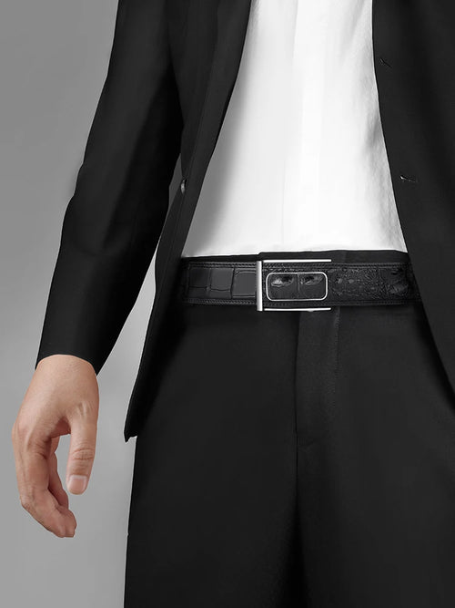 Genuine Crocodile Leather Belt for Men - Luxury Vintage Style