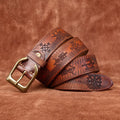 Men's Genuine Leather Belt with Retro Copper Buckle