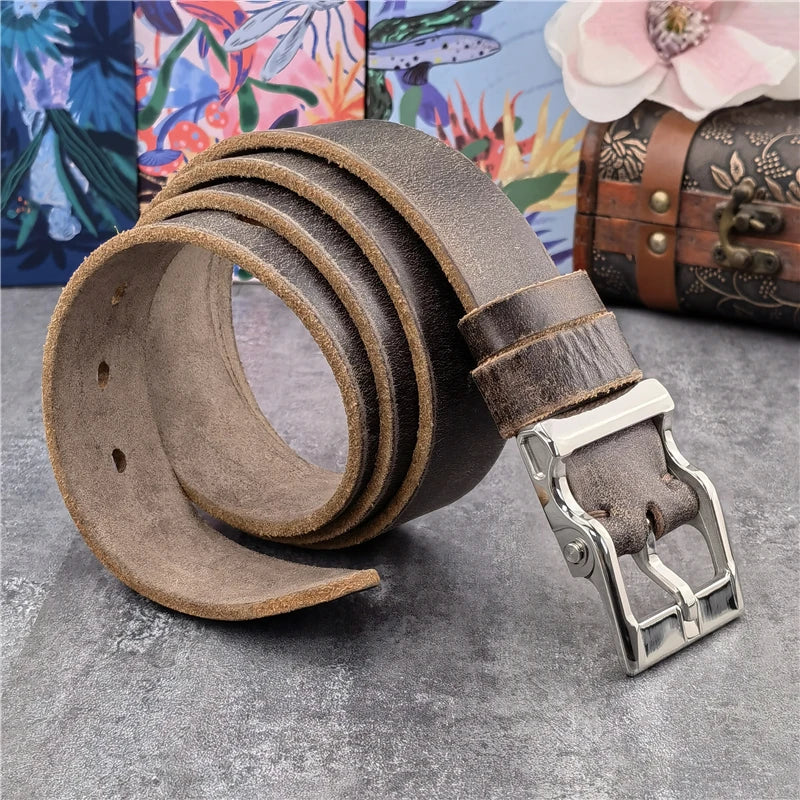 Stainless Steel Buckle Genuine Leather Belt for Men (SBT0025)