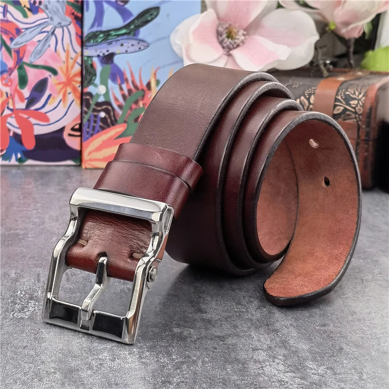 Stainless Steel Buckle Genuine Leather Belt for Men (SBT0025)