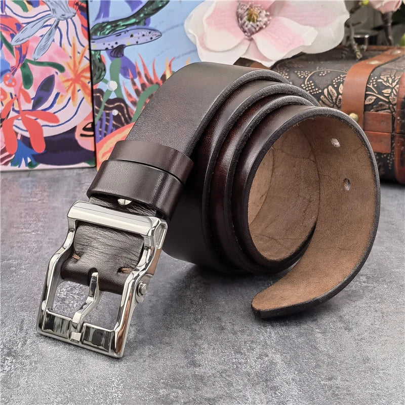 Stainless Steel Buckle Genuine Leather Belt for Men (SBT0025)
