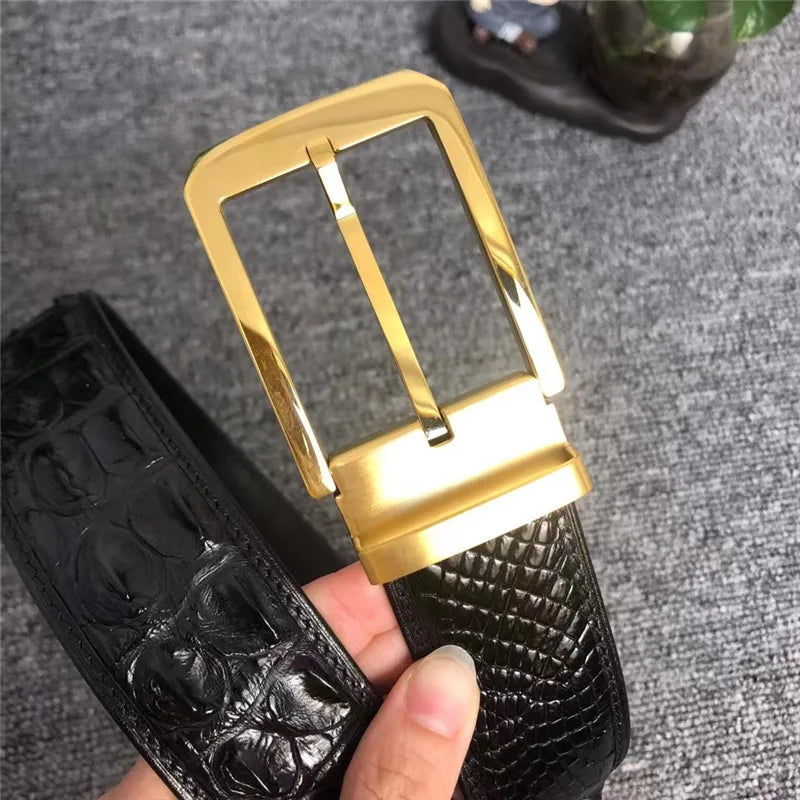 Exotic Alligator Skin Belt for Men with Stainless Steel Buckle