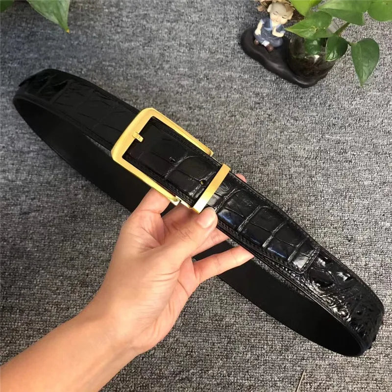 Exotic Alligator Skin Belt for Men with Stainless Steel Buckle