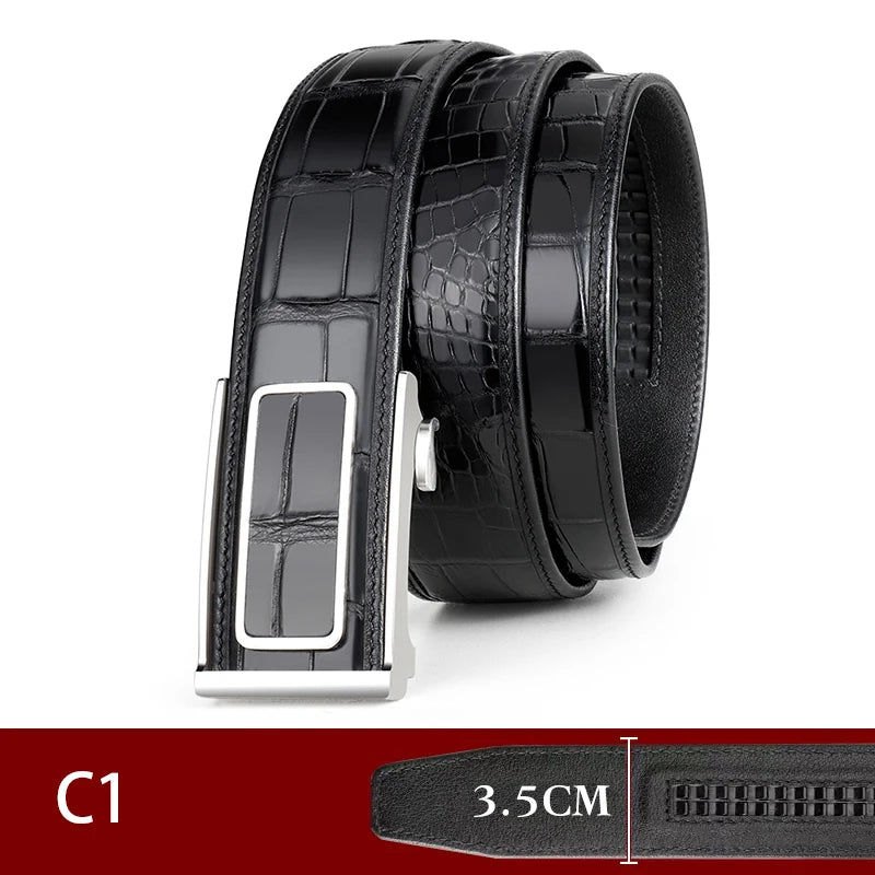 Genuine Crocodile Leather Belt for Men - Luxury Vintage Style