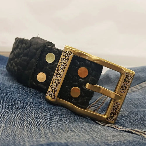 Handmade Genuine Leather Western Cowboy Belt for Men