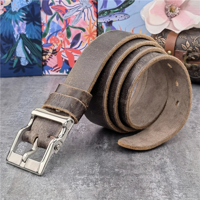 Stainless Steel Buckle Genuine Leather Belt for Men (SBT0025)